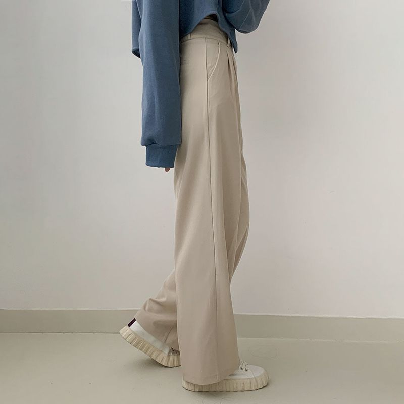 [High waist] one-button pin tuck slacks