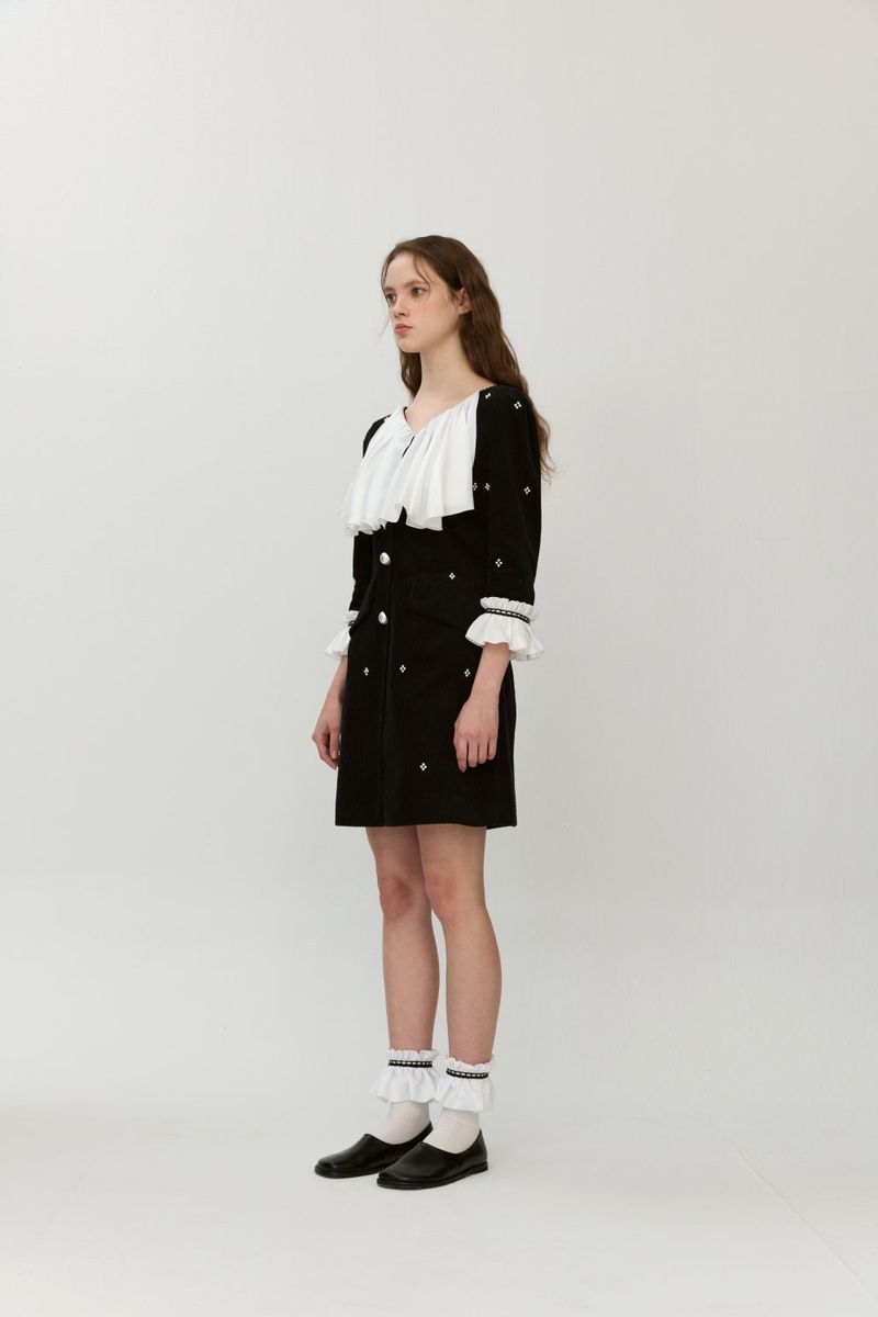 Scarf corduroy dress