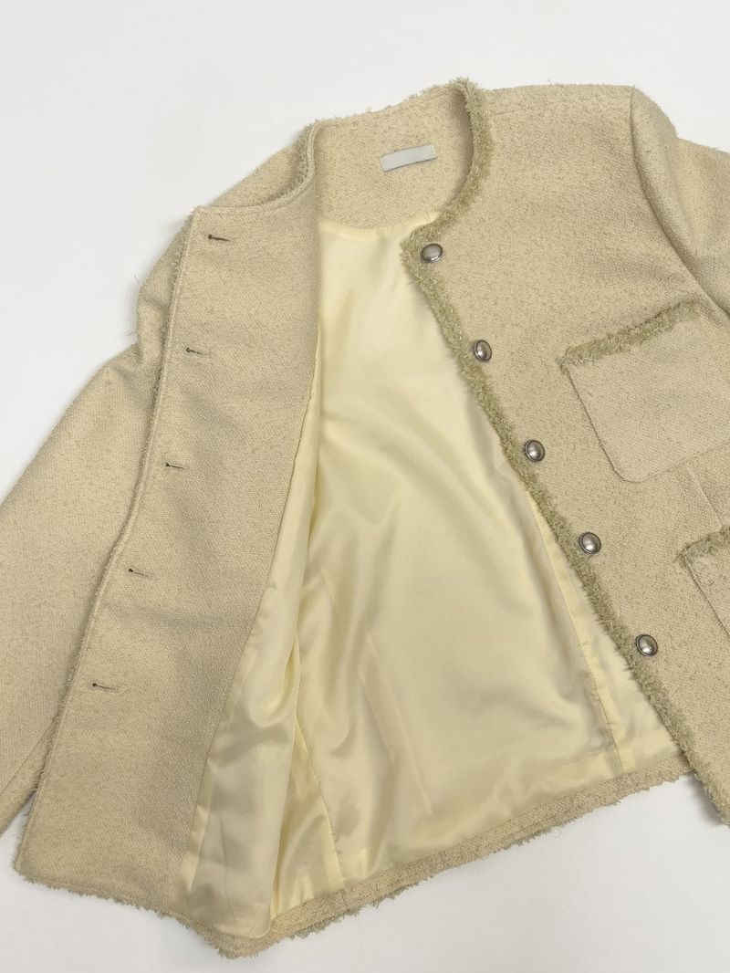 Pocket Fringe Half Tweed Jacket