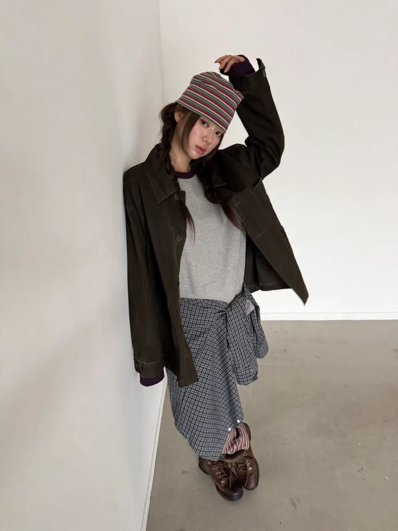 stripe short beanie