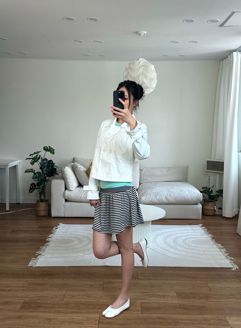 stripe flare mini skirt