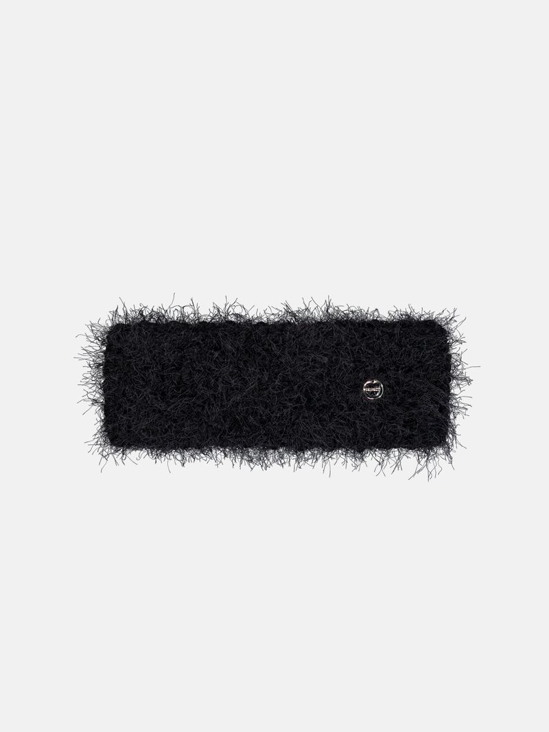 Hairy Knit Hairband - Black
