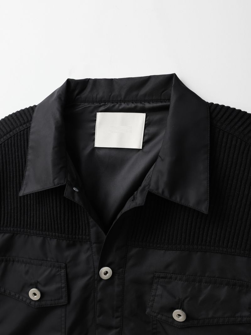 Loin trucker cropped knit jacket