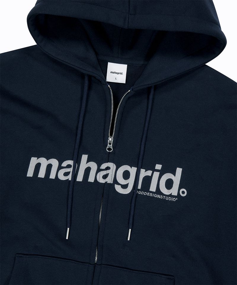 BASIC LOGO ZIP-UP HOODIE_NAVY