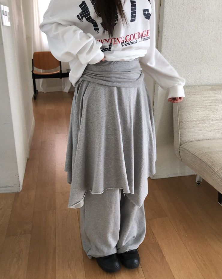 ULAN(ユレン)の「Kyou Unbalance Layered Shirring Skirt(Skirts)」