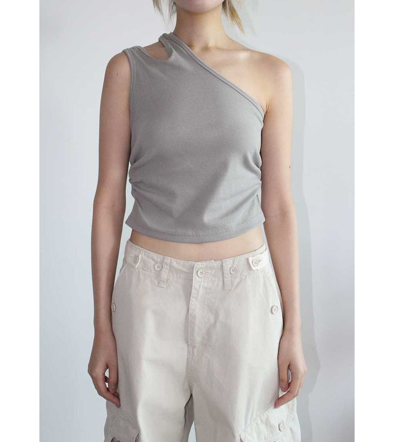 CUT OUT SHIRRING SLEEVELESS