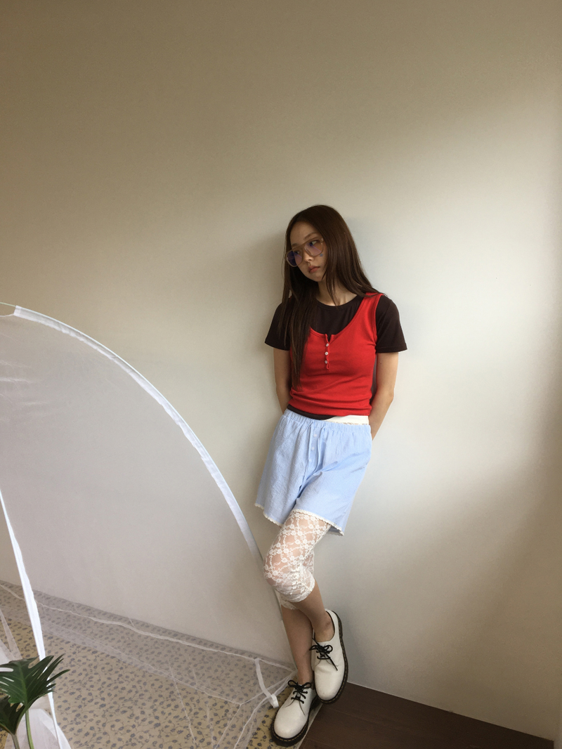 ログヘンリーネックスリーブレストップス (5color)