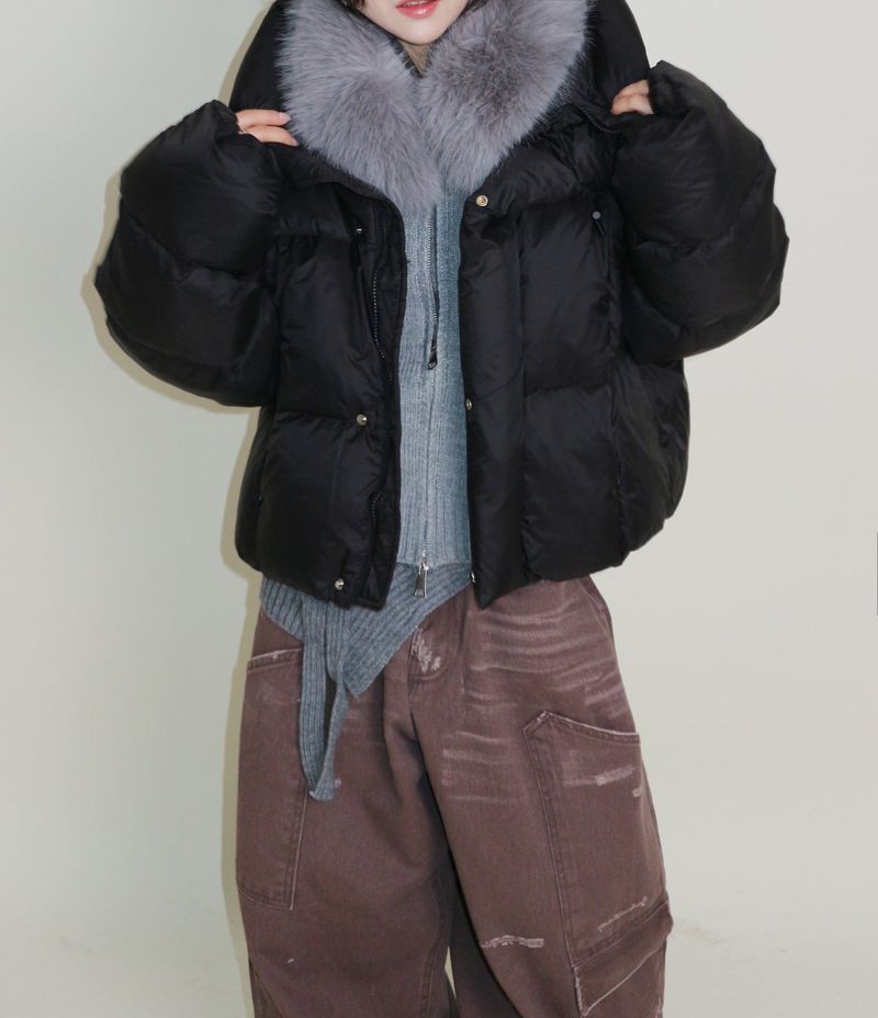 Out String Winter High-Neck Duck-Down Padded Jacket (Light Padded)