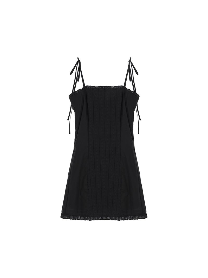 Lace frill mini dress (Black)