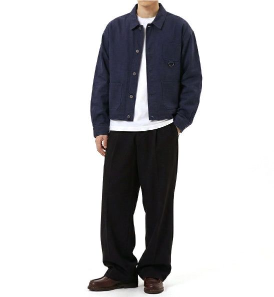 Crop French Work Jacket Navy