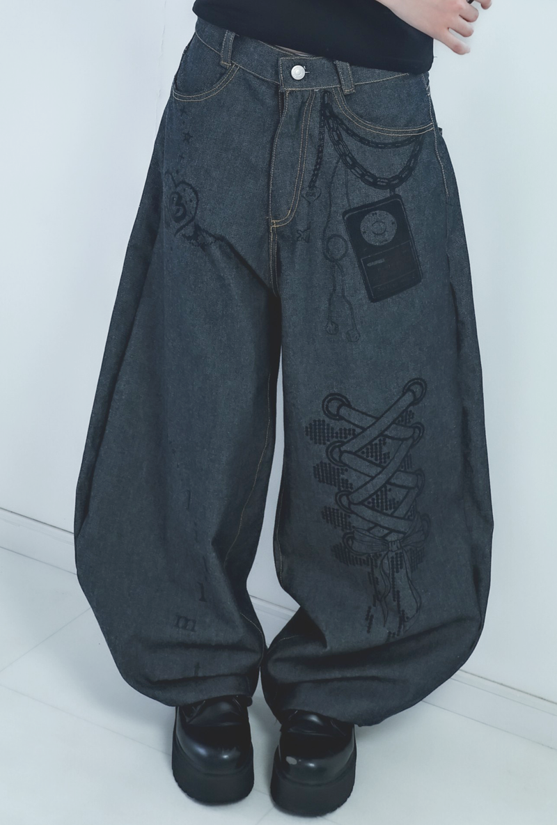 LITALMUTE（リタルミュート）の「3Dpixel print denim(black)（Pants）」