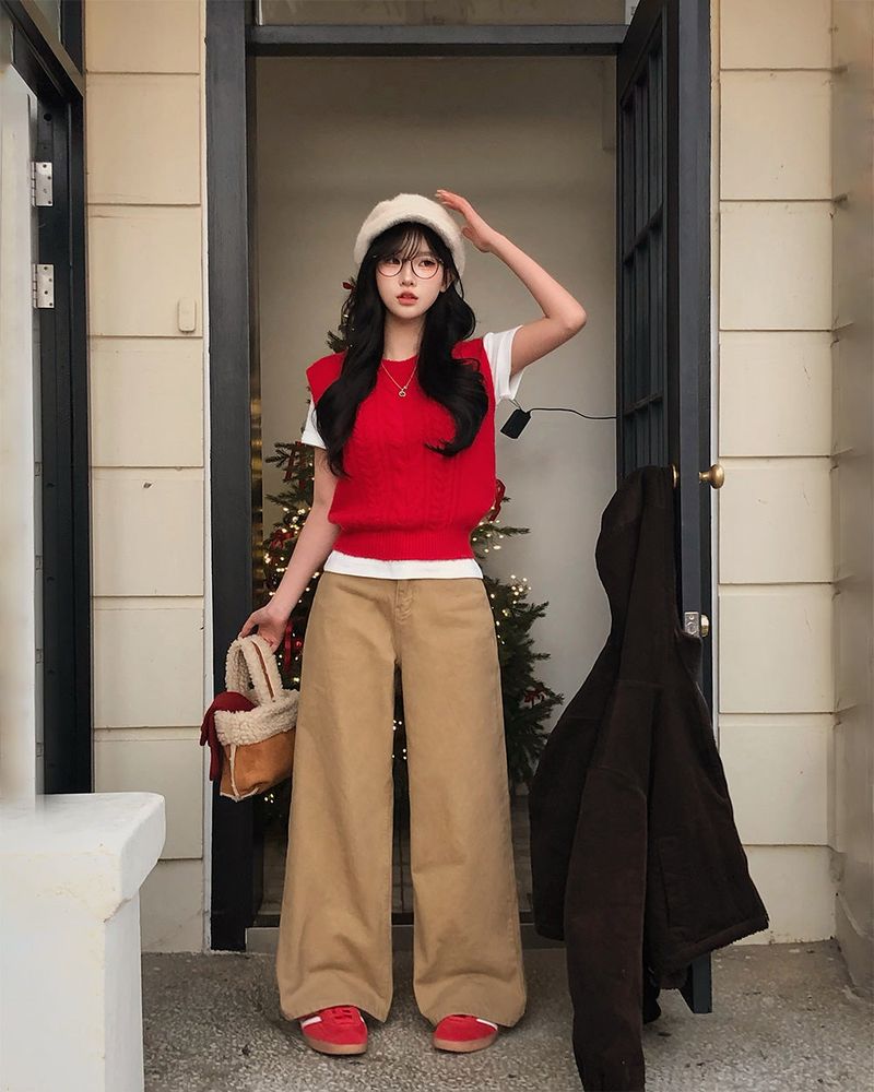 [BELLIDE MADE] Benny, cable round knit vest