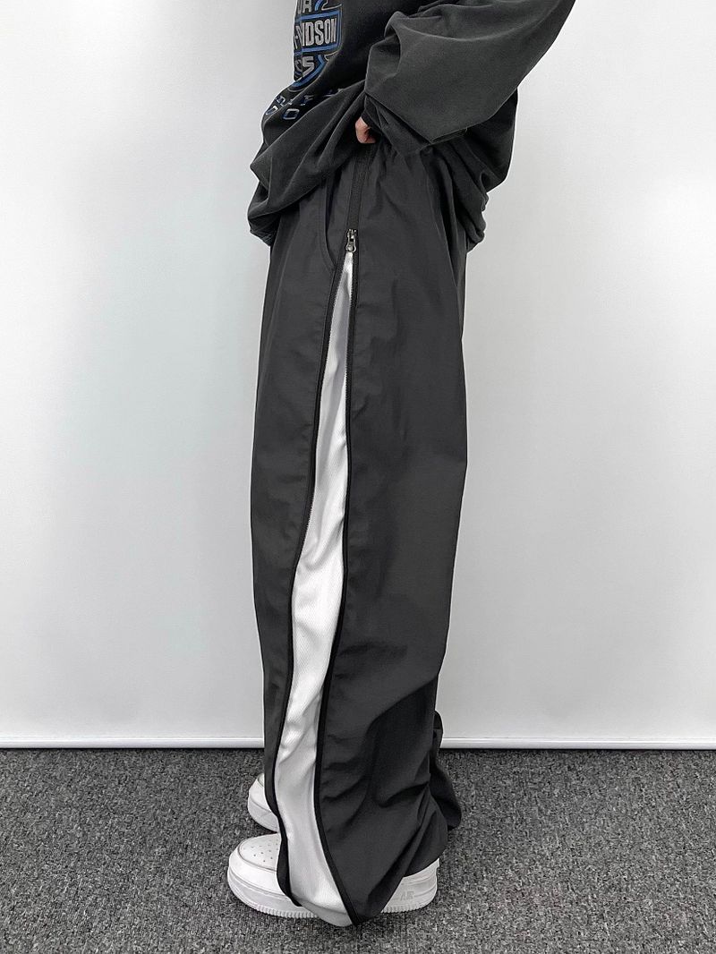 サイドジッパーナイロンパンツ