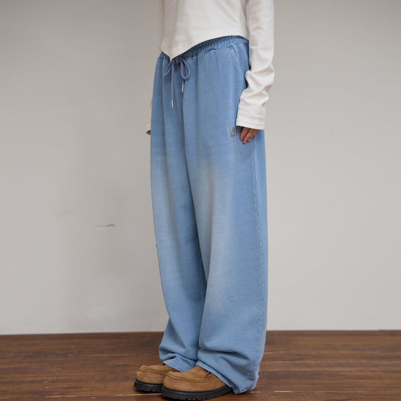 YK Applique Denim Sweat pants