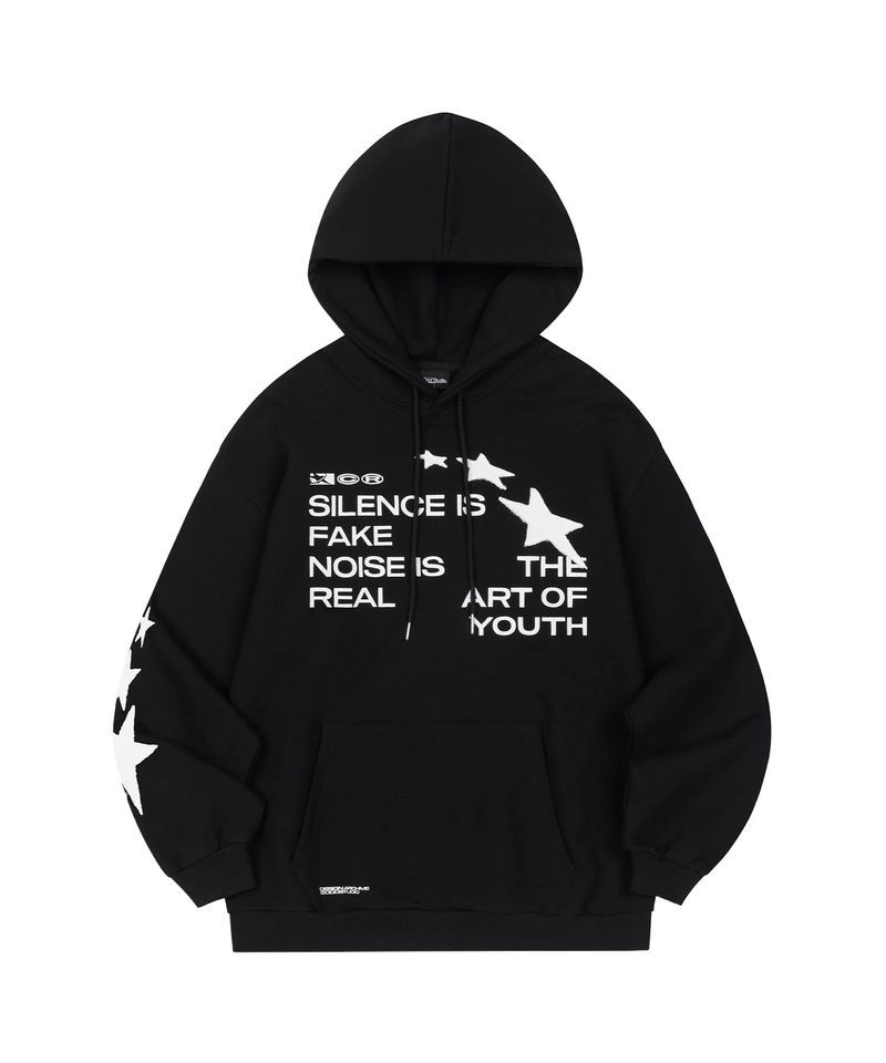 ODDSTUDIO（オッドスタジオ）の「Star Applique Overfit Hood T-shirt - BLACK（Tops）」