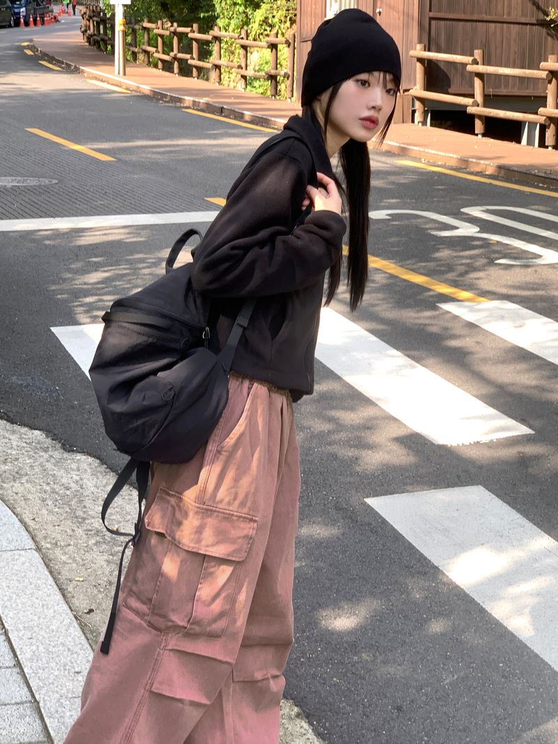 [MADE] Laco Basic String Semi-Crop Fleece Fleece Zip-up