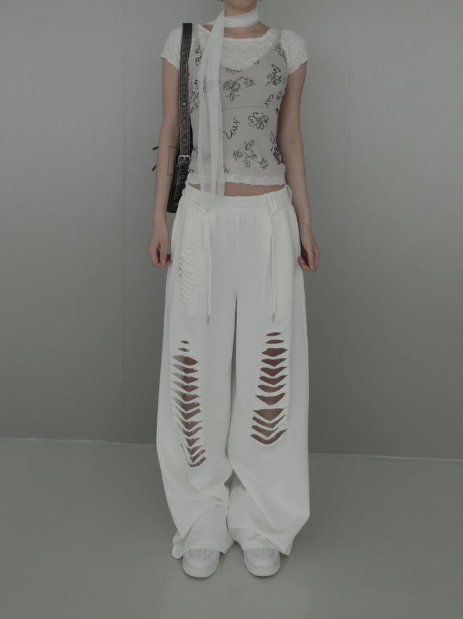 Fray Cutout Sweatpants
