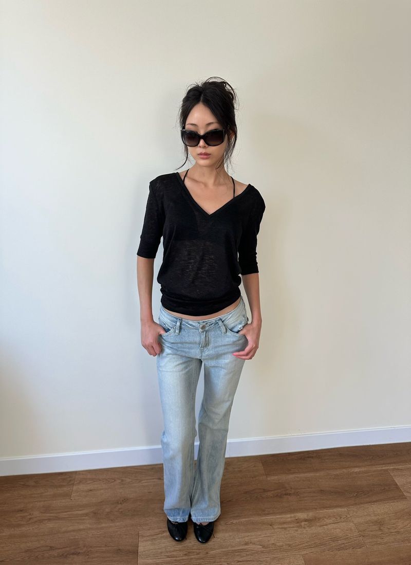 sheer v neck tee