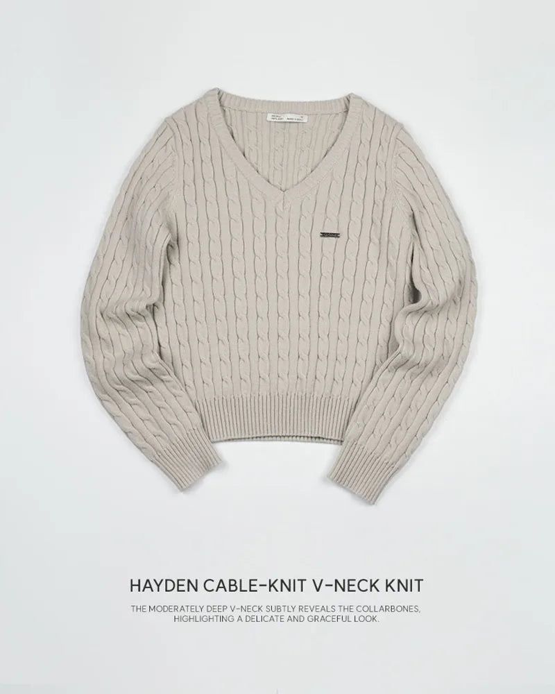 [ORIGINAL] Hayden Cable-Knit V-Neck Knit