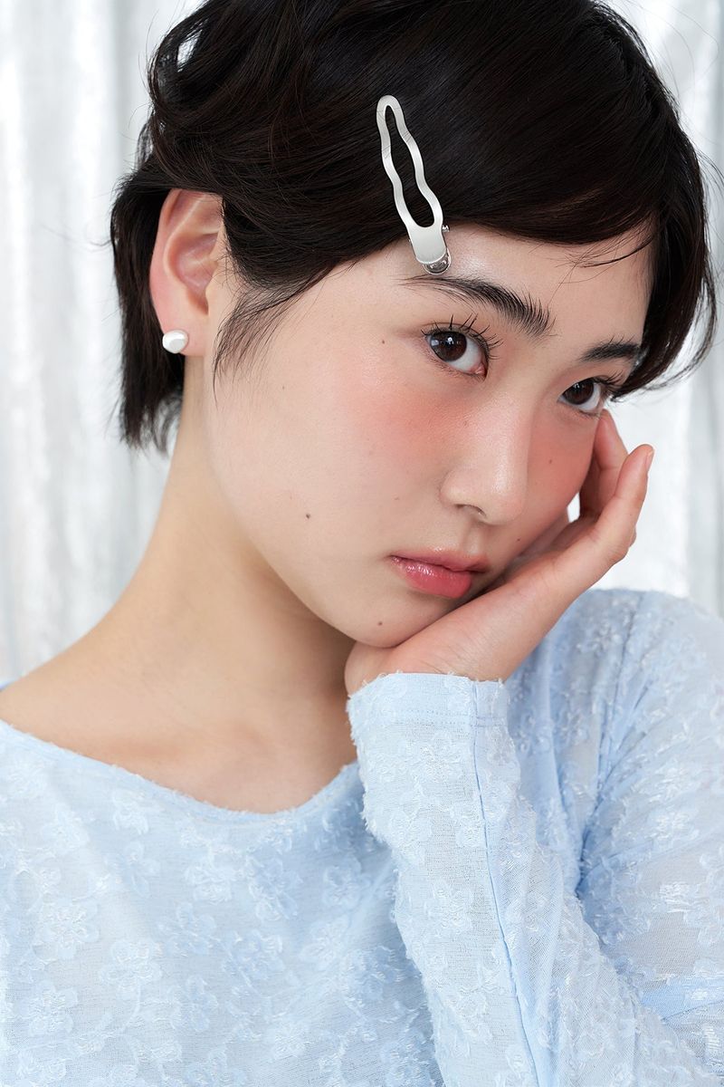 [2SET] metal wave hair pin - silver