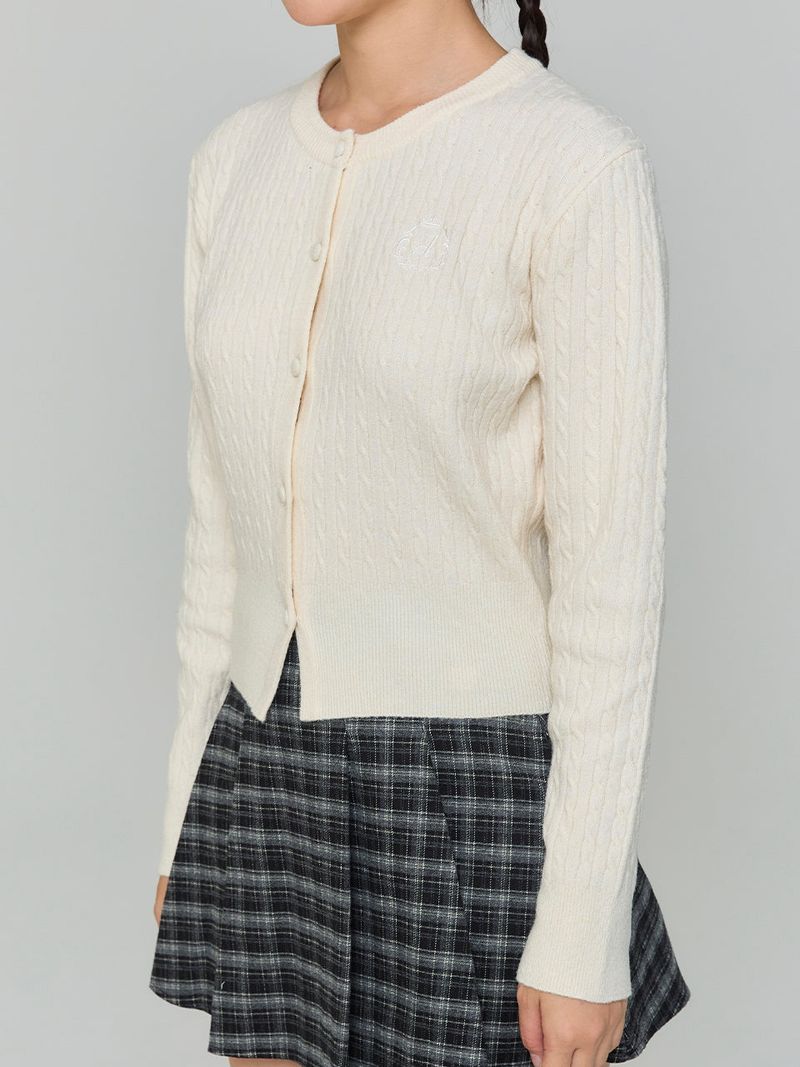 EMBROIDERED TWIST CARDIGAN - IVORY