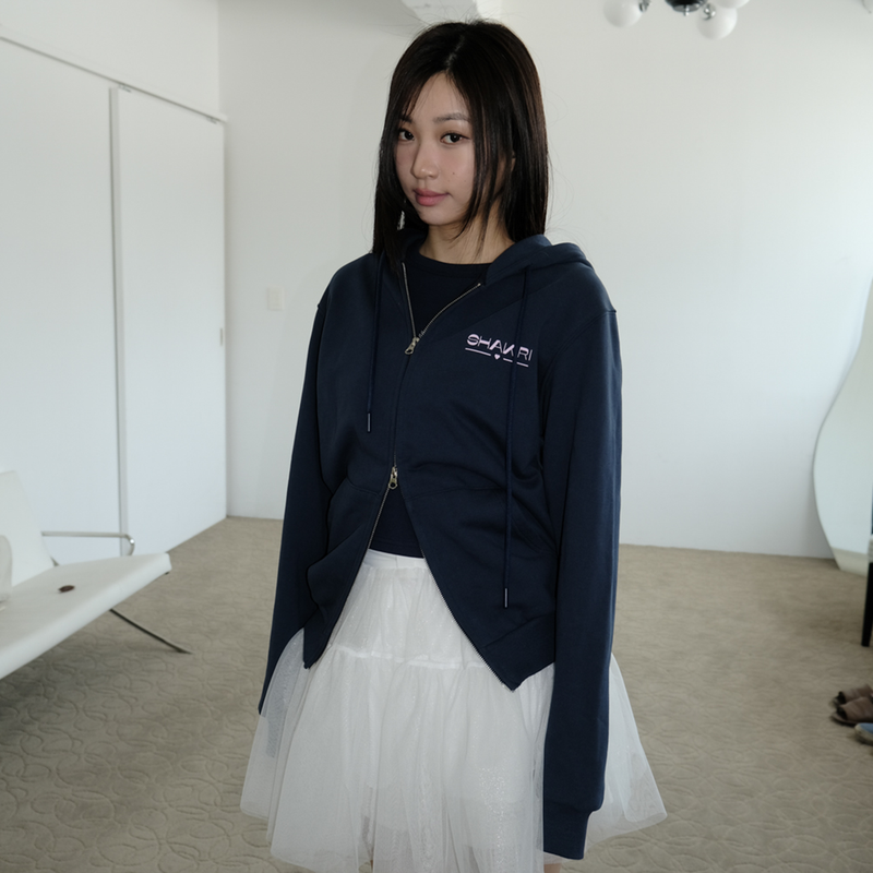 KIRIGIRL HOODIE ZIP UP _NAVY