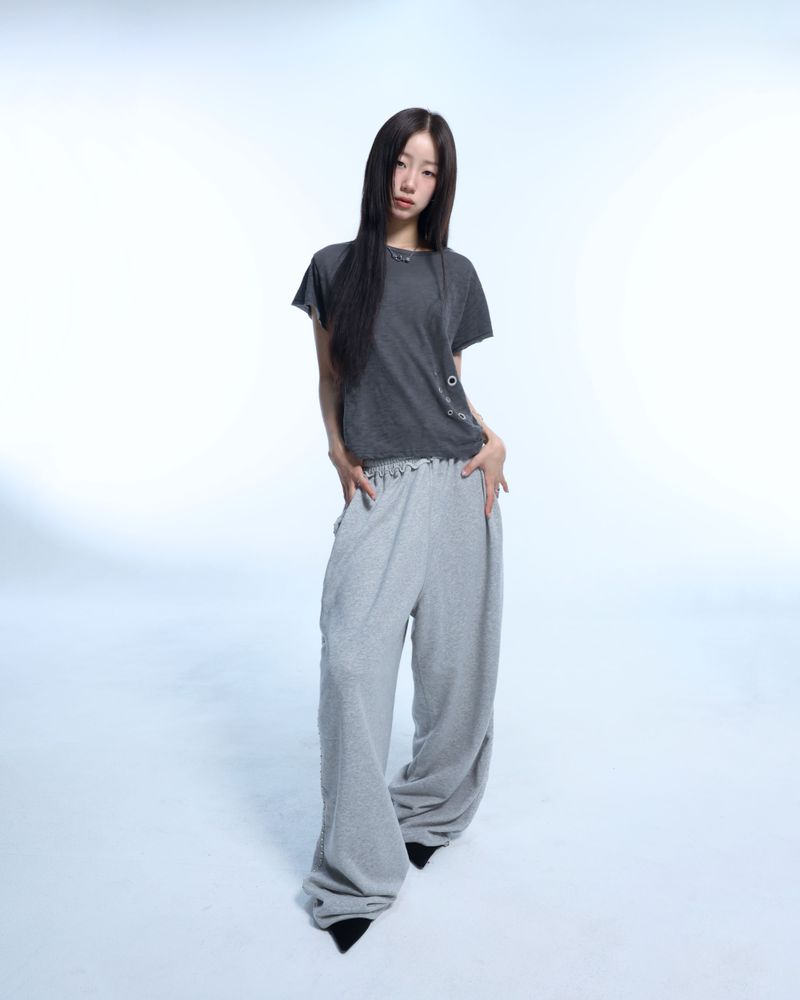 Grunge Claw Camo Eyelet Tee - Charcoal