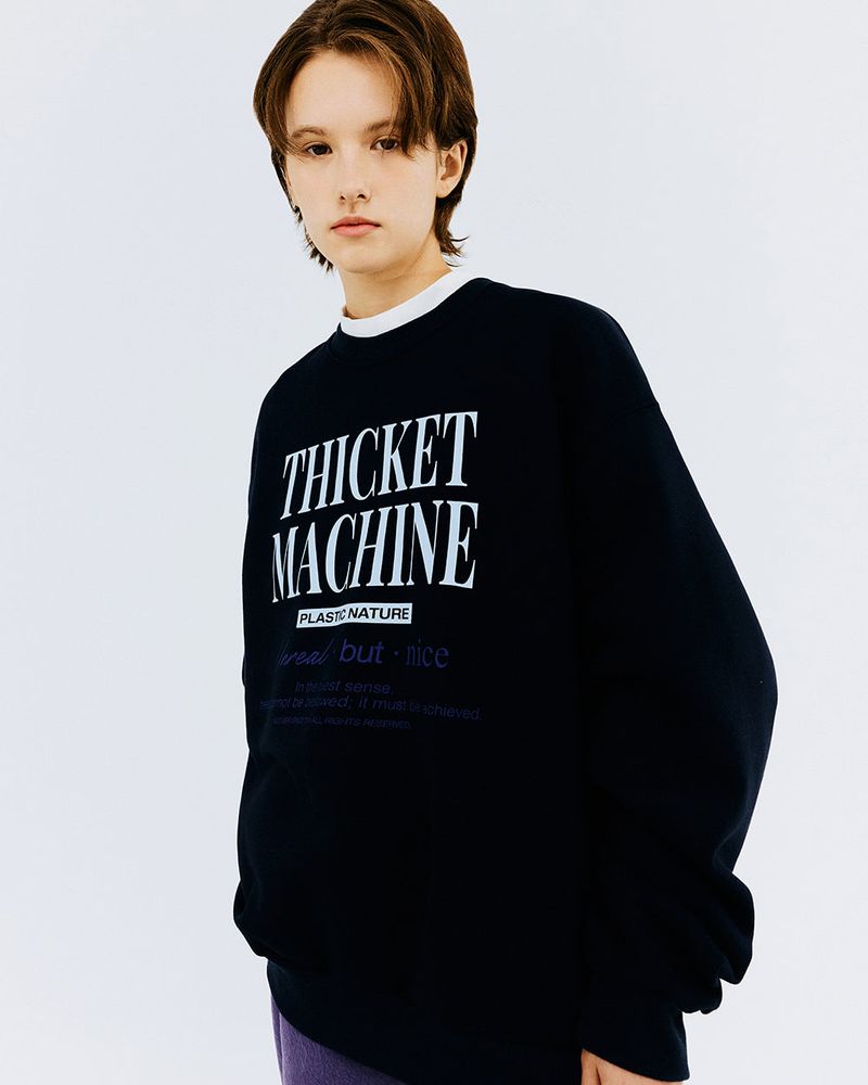 THICKET MACHINE TYPO SWEATSHIRT-NAVY