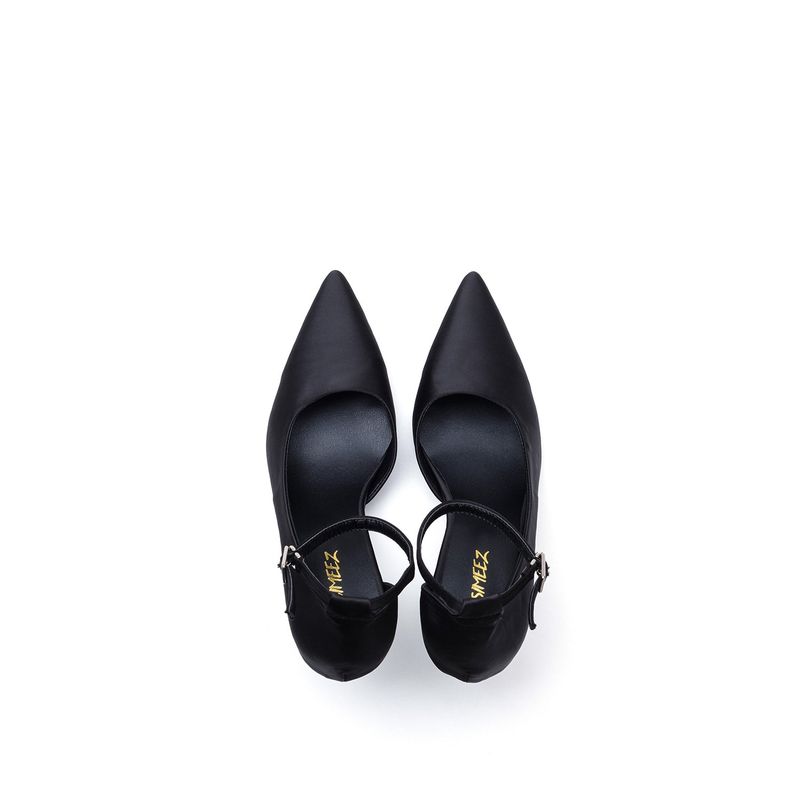Satin Stiletto Heel(Black)