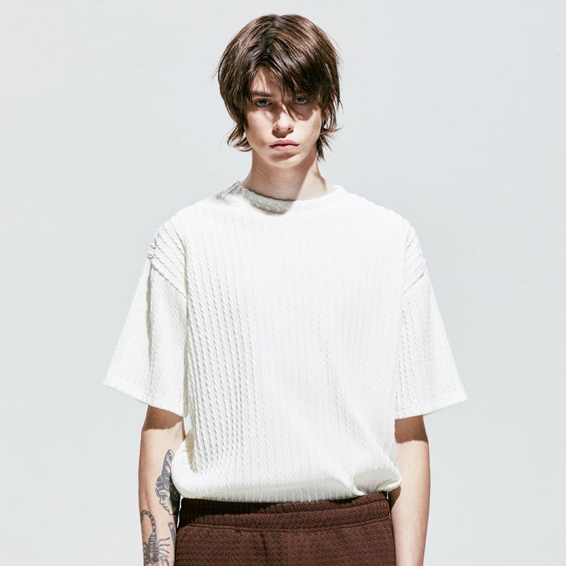 jacquard knit t-shirt ivory
