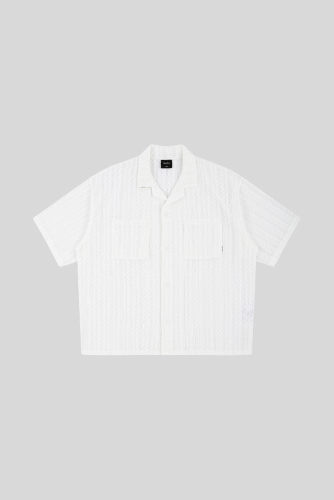 P:ReinSein（レインセイン）の「WHITE KNITTING SHORT SLEEVE SHIRTS（Tops）」