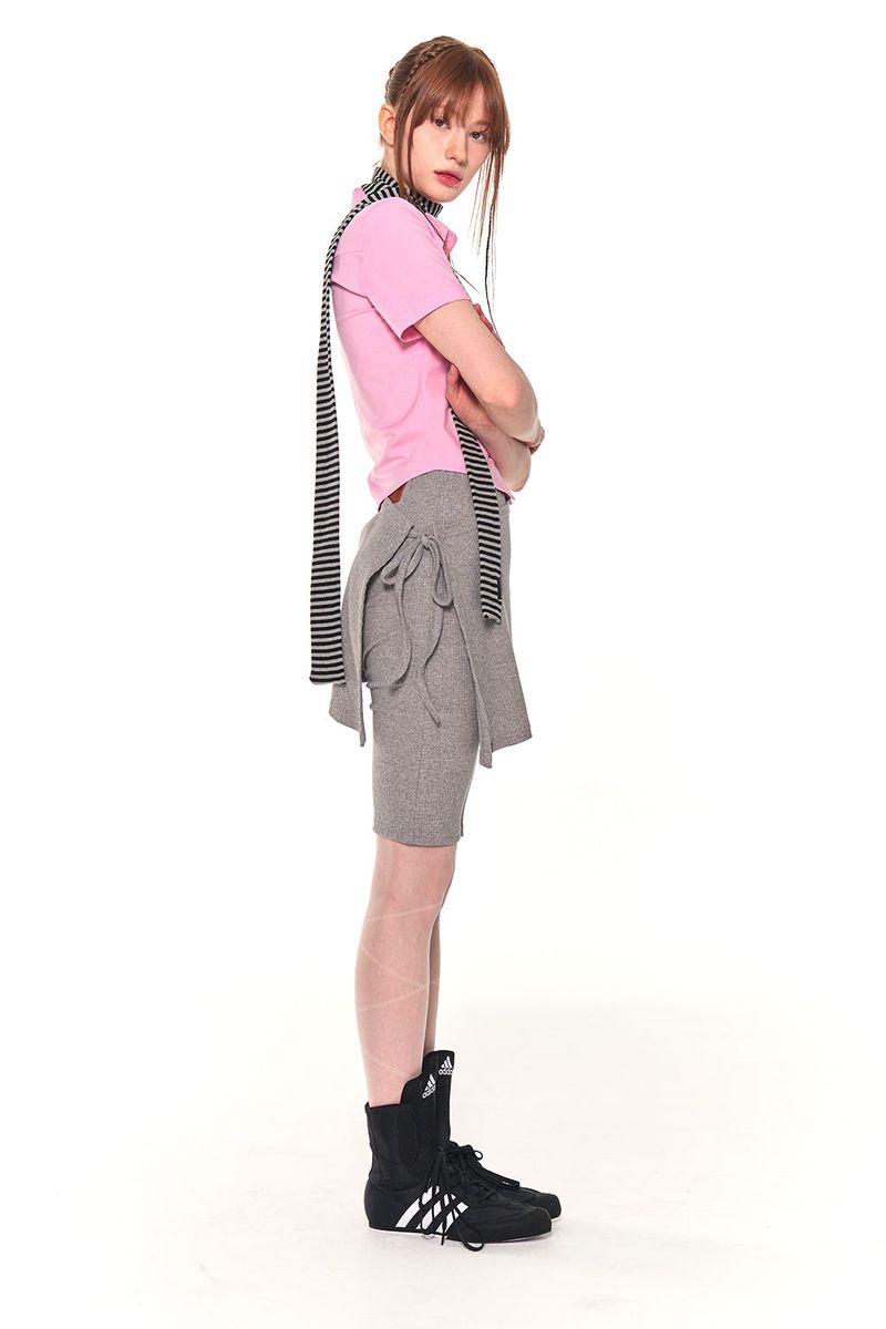 BIKER LAP SKIRT SHORTS (GRAY)