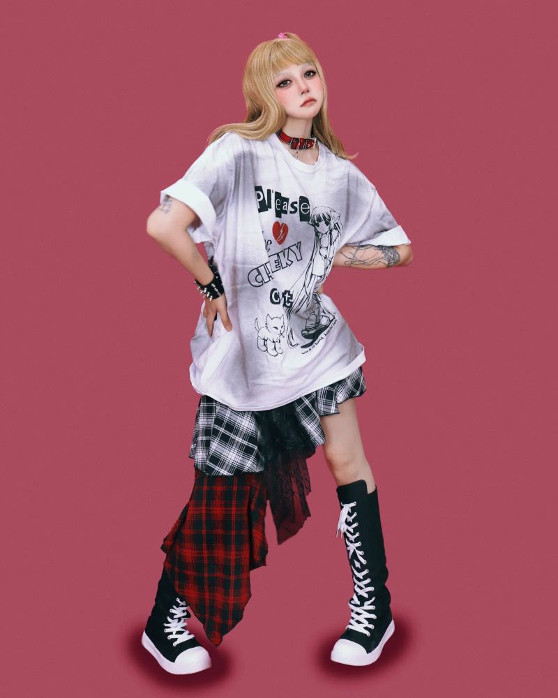 double punk unbalanced skirt