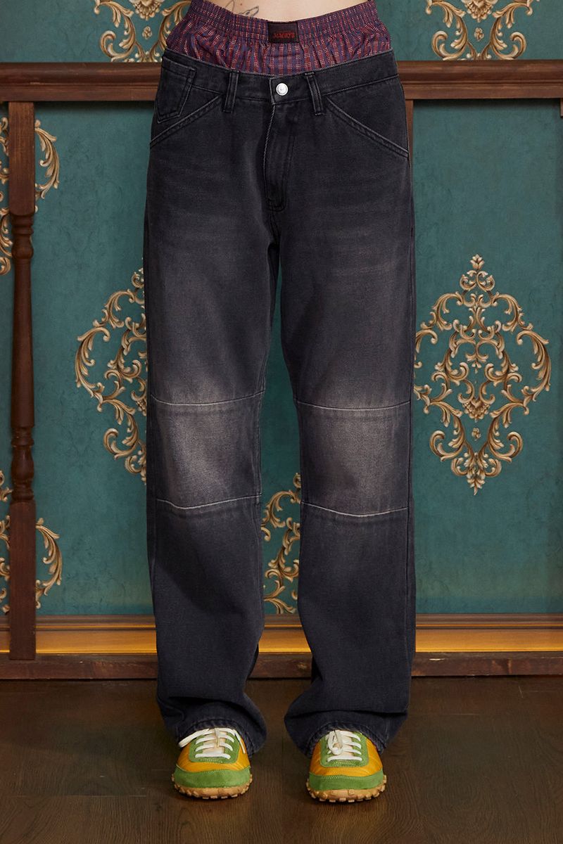 UNALLOYED(アナロイド)の「BLOCK DENIM PANTS / BLACK(Pants)」