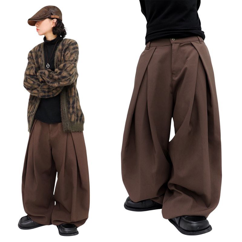 wide double pintuck string slacks
