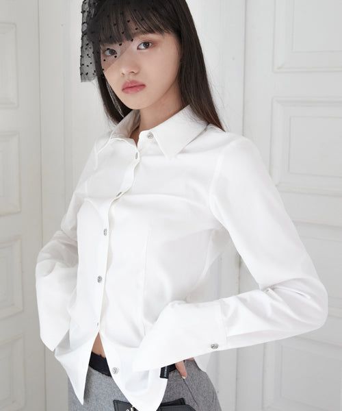 ZIZEMUSEUM（ジゼミュージアム）の「SLIM LINE CUFFS SHIRTS (WHITE)（Tops）」