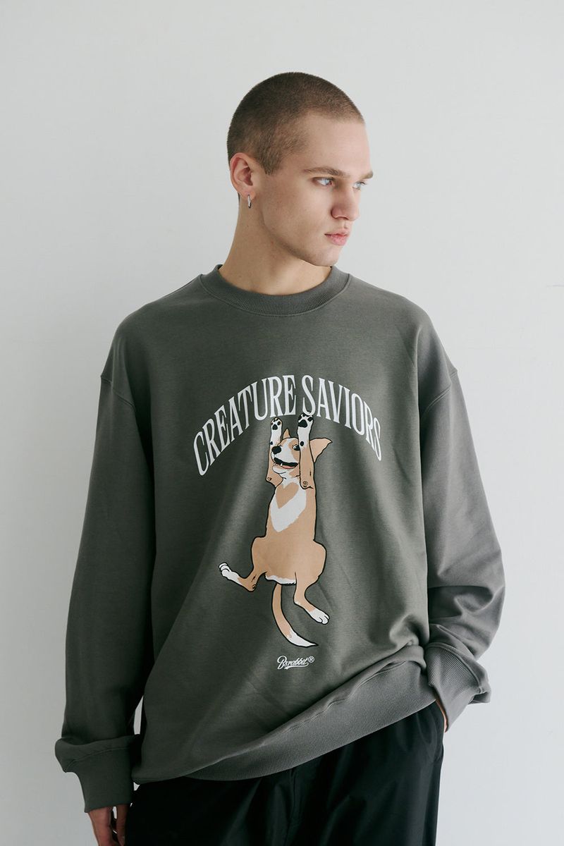 BSRABBIT(ビエスラビット)の「BSR2223FWPO071 CS LUCKY CREWNECK LIGHT KHAKI(Tops)」