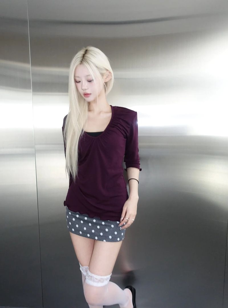 Mauve Shirred Top