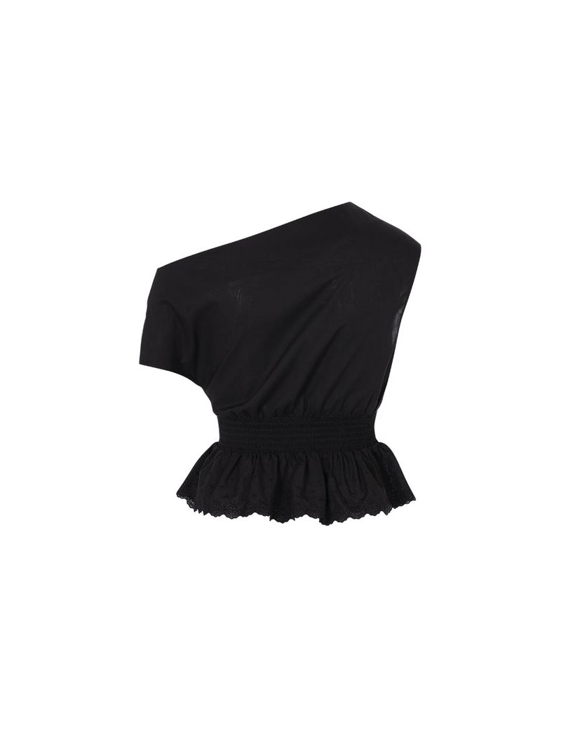 Drape lace blouse (Black)