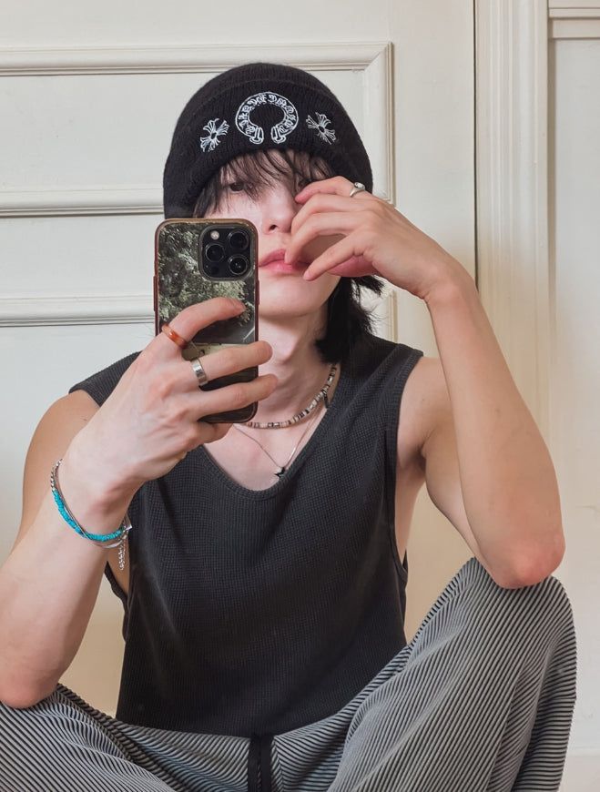 Frank pigment waffle tank top