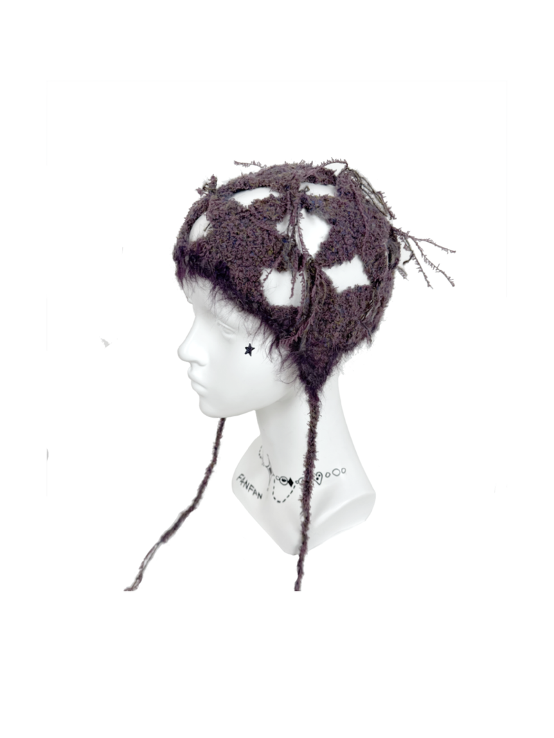 ’Smoky Twilight‘Crochet Boho Star Mesh net Cap