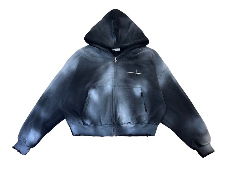 Unisex Tie Dye Over Hooded Zip-Up 2C