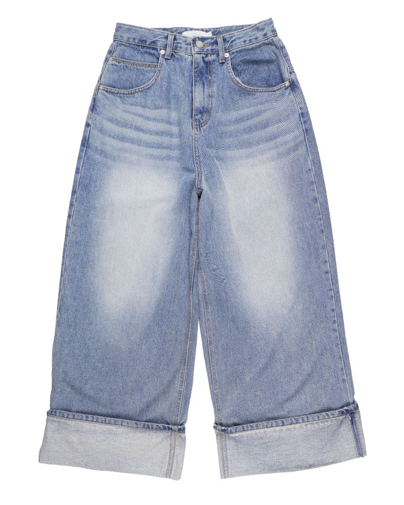  CUFFED WIDE DENIM PANTS