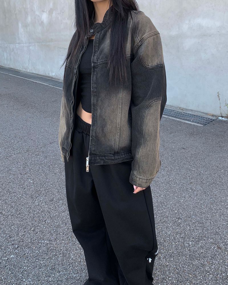 Denim biker jacket