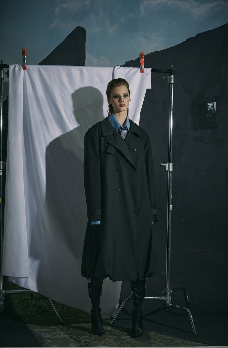 BALLOON TRENCH COAT -CHARCOAL
