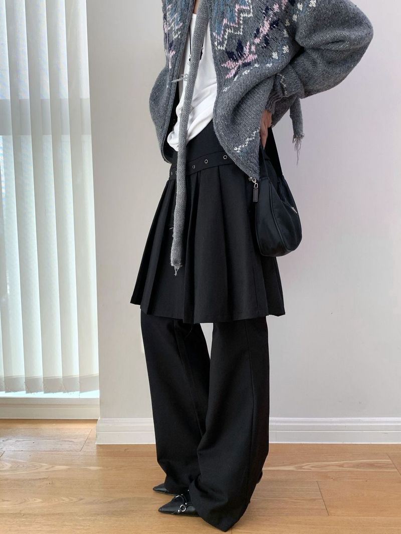 Fake Pleats Skirt Casual Pants
