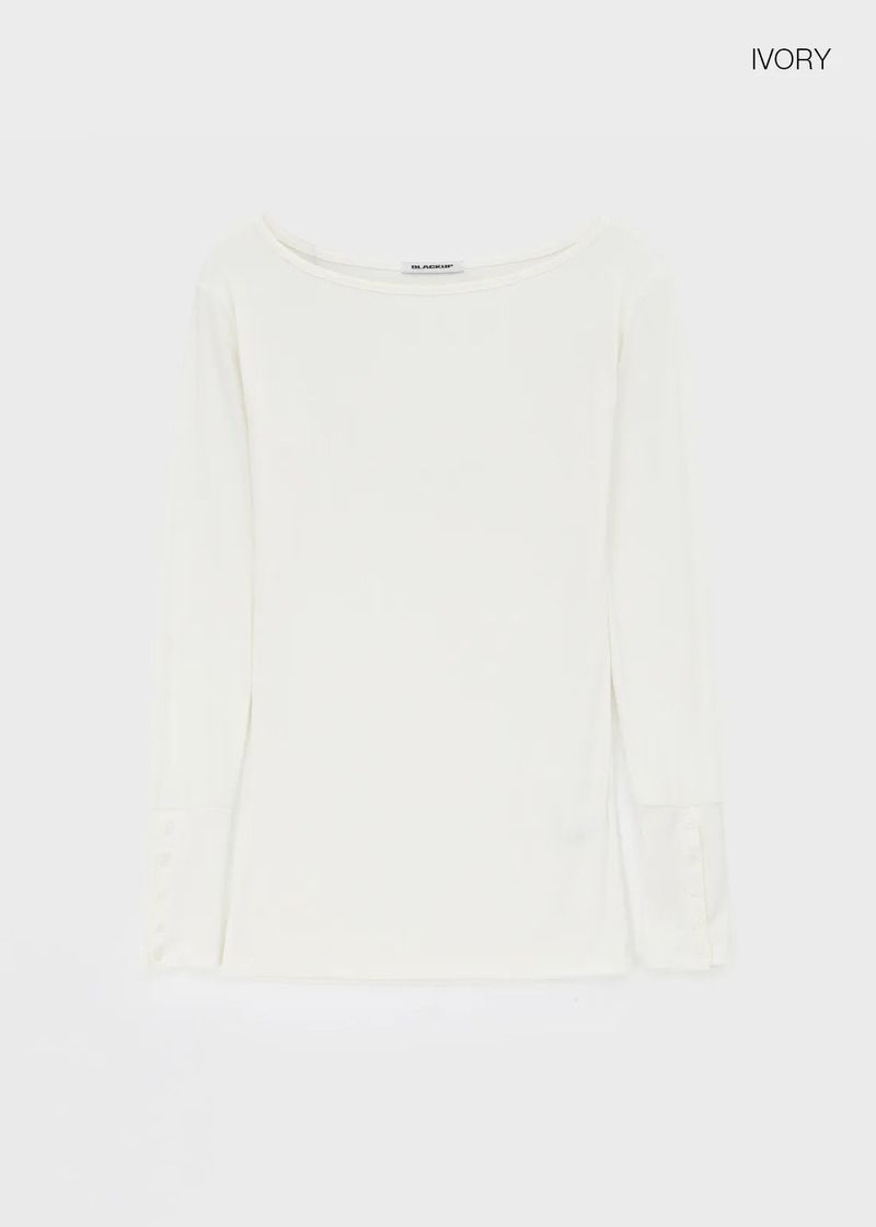 [MADE] Netia Boat Neck Ribbed Long Sleeve Tee