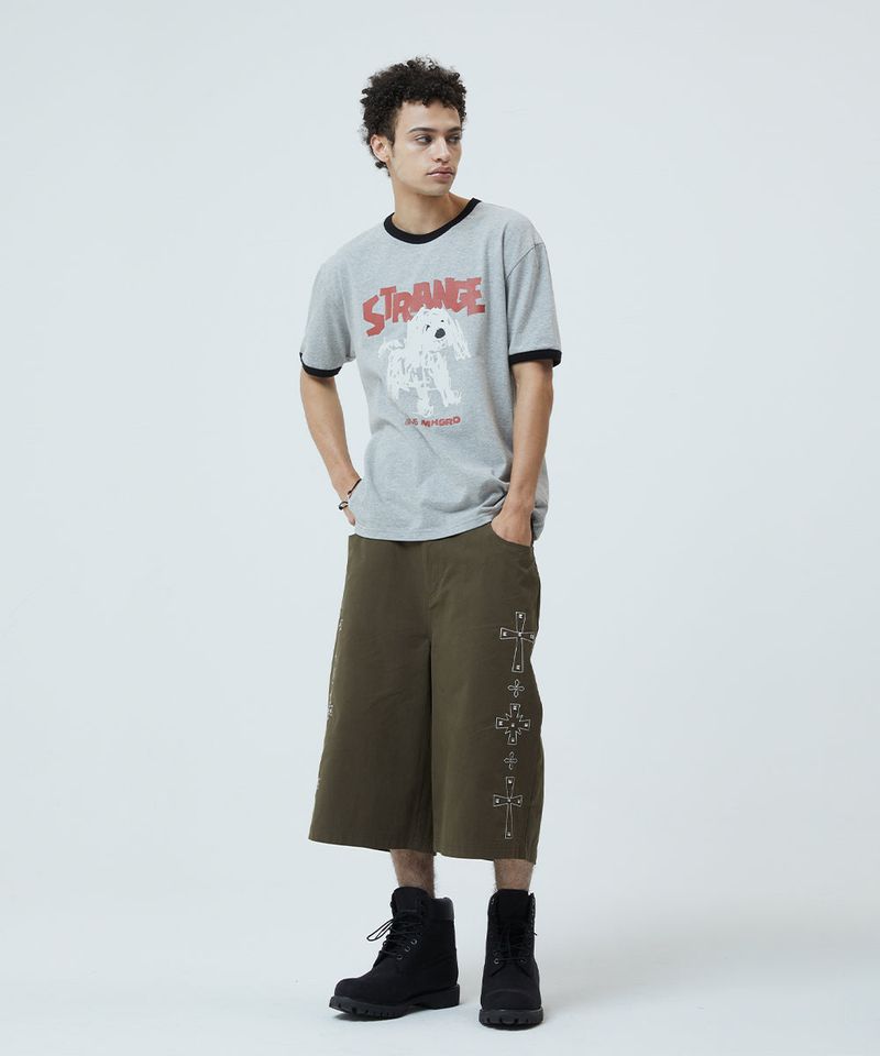 CROSS STUD TWILL SHORTS_KHAKI