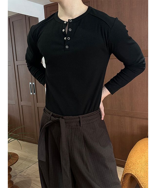 LAURANT（ロラン）の「[MUSCLE FIT] ショルダーゴルジヘンリーネックスリーブス(2color)（トップス）」