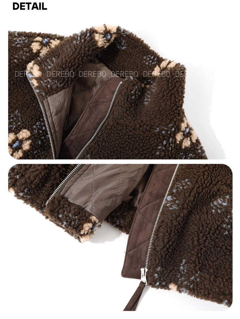 Floral Mode Quilting High Neck Zip-Up